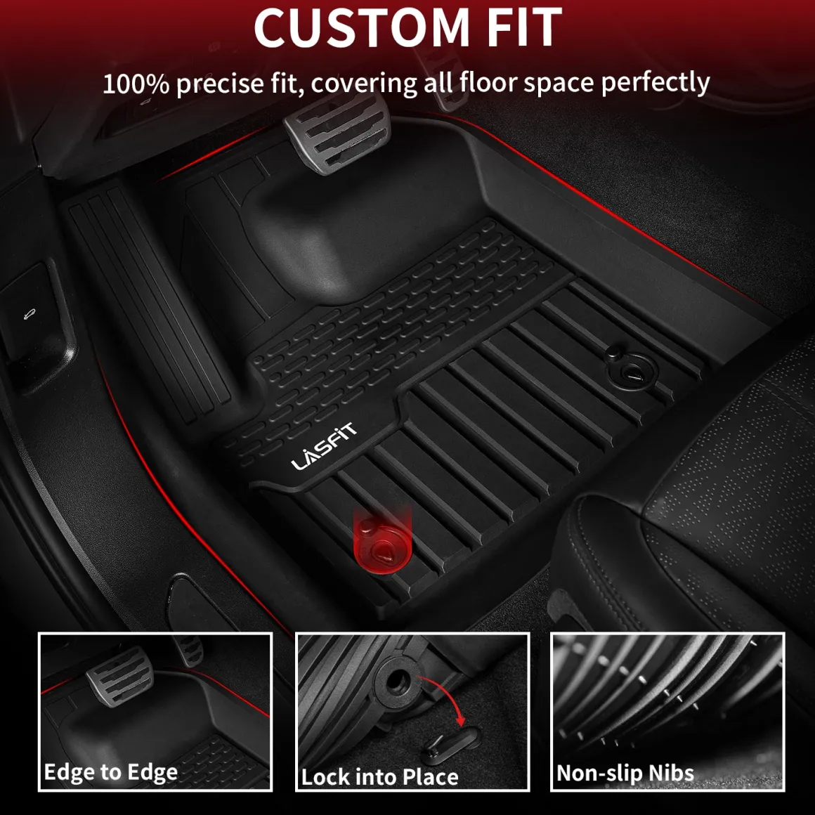 Fit for 2017-2026 Jaguar F-Pace Custom Floor Mats TPE Material 1st & 2nd Row Seat