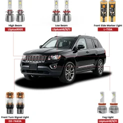 Fit for 2011-2017 Jeep Compass The Brightest LED Bulbs Upgrade