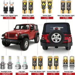 Fit for 2007-2009 Jeep Wrangler The Brightest LED Bulbs Upgrade
