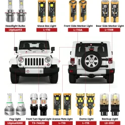 Fit for 2010-2017 Jeep Wrangler The Brightest LED Bulbs Upgrade