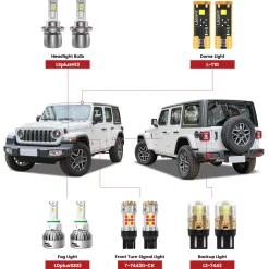 Fit for 2018-2026 Jeep Wrangler The Brightest LED Bulbs | Complete Lighting Upgrade Plan