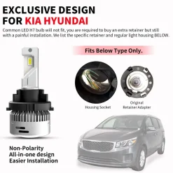 Fit for Kia Hyundai H7 LED Bulb Custom Retainer Adapter | Pro-HK7, 2 Bulbs