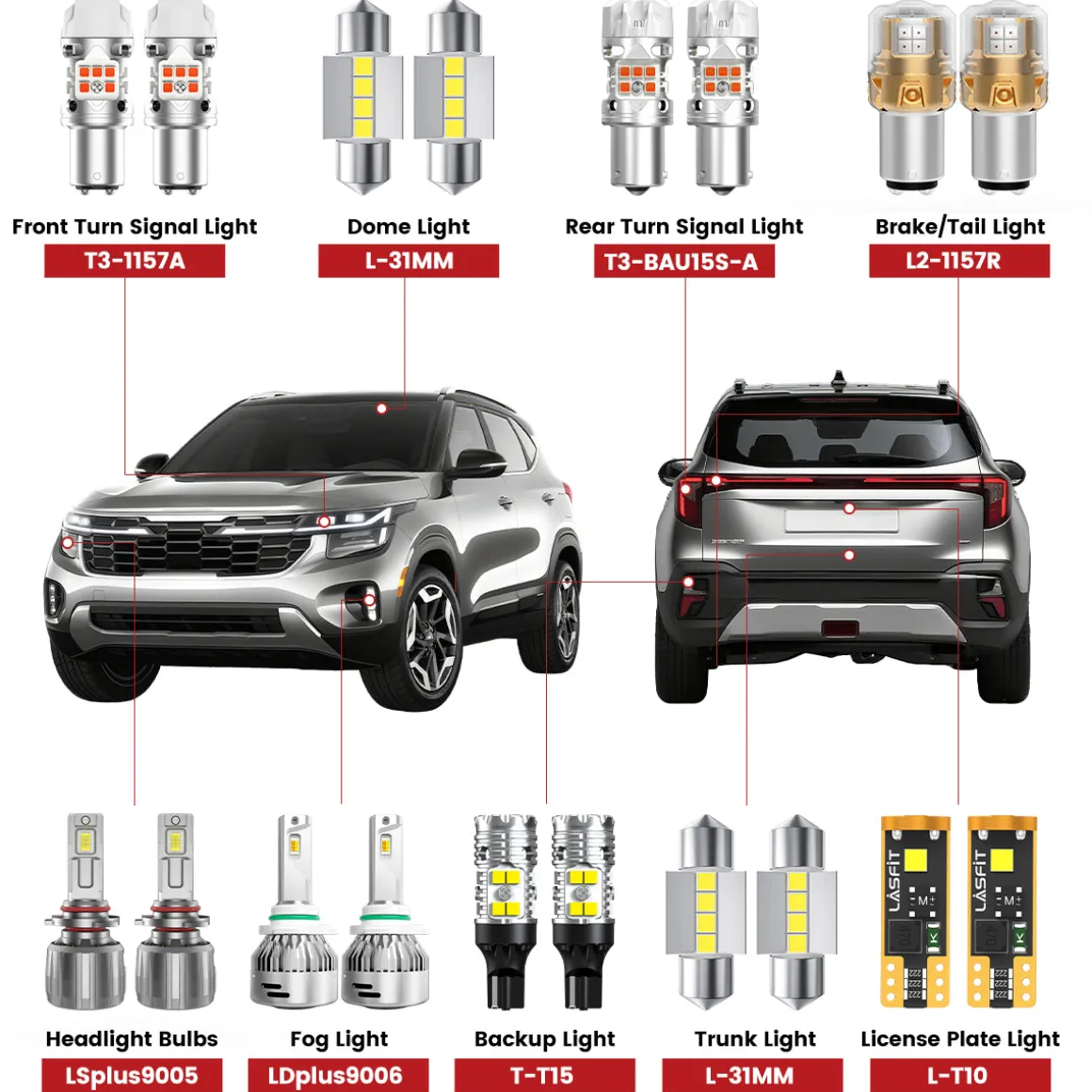 Fit for 2024-2026 Kia Seltos The Brightest LED Bulbs Upgrade | Tested and Verified