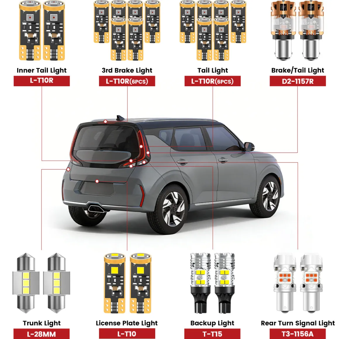 Fit for 2023-2025 Kia Soul The Brightest LED Bulbs Upgrade