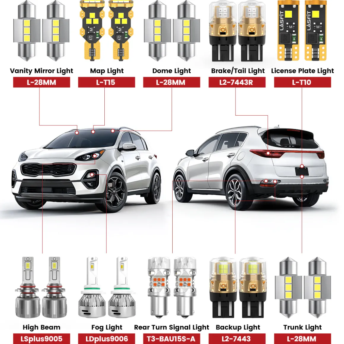 Fit for 2020-2022 Kia Sportage The Brightest LED Bulbs Upgrade | Tested and Verified