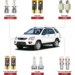 Fit for 2005-2010 Kia Sportage The Brightest LED Bulbs Upgrade