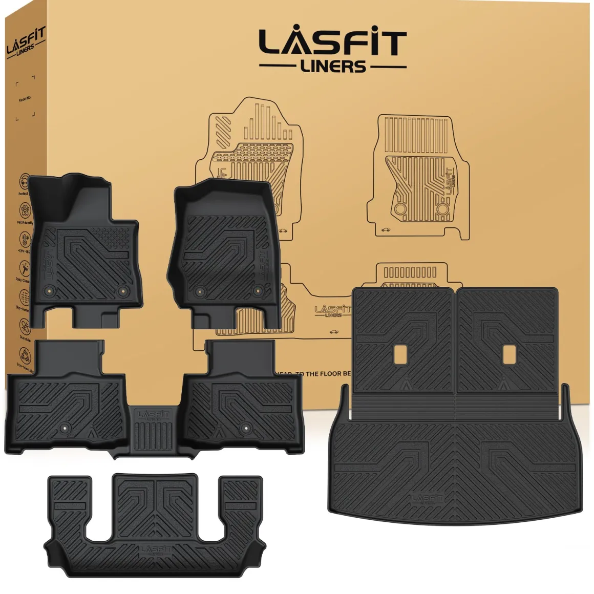 Fit for 2020-2026 Lincoln Aviator Floor Mats & Cargo & Seatback Mats, Fit 6 Seats Second Row without Center Console