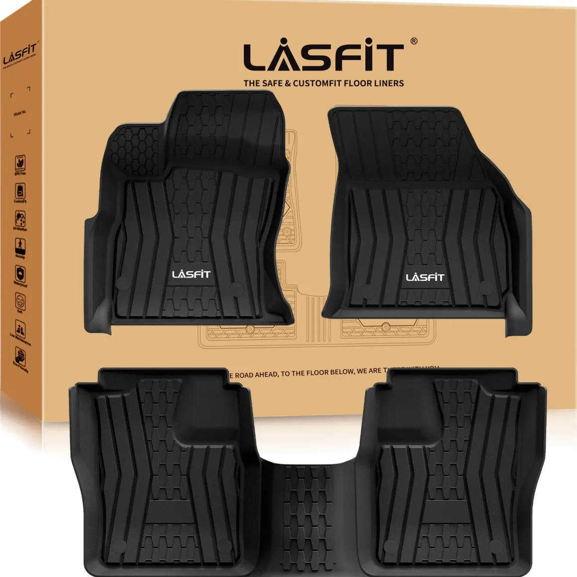 Fit for 2017-2020 Lincoln Continental Custom Floor Mats TPE Material 1st & 2nd Row Seat