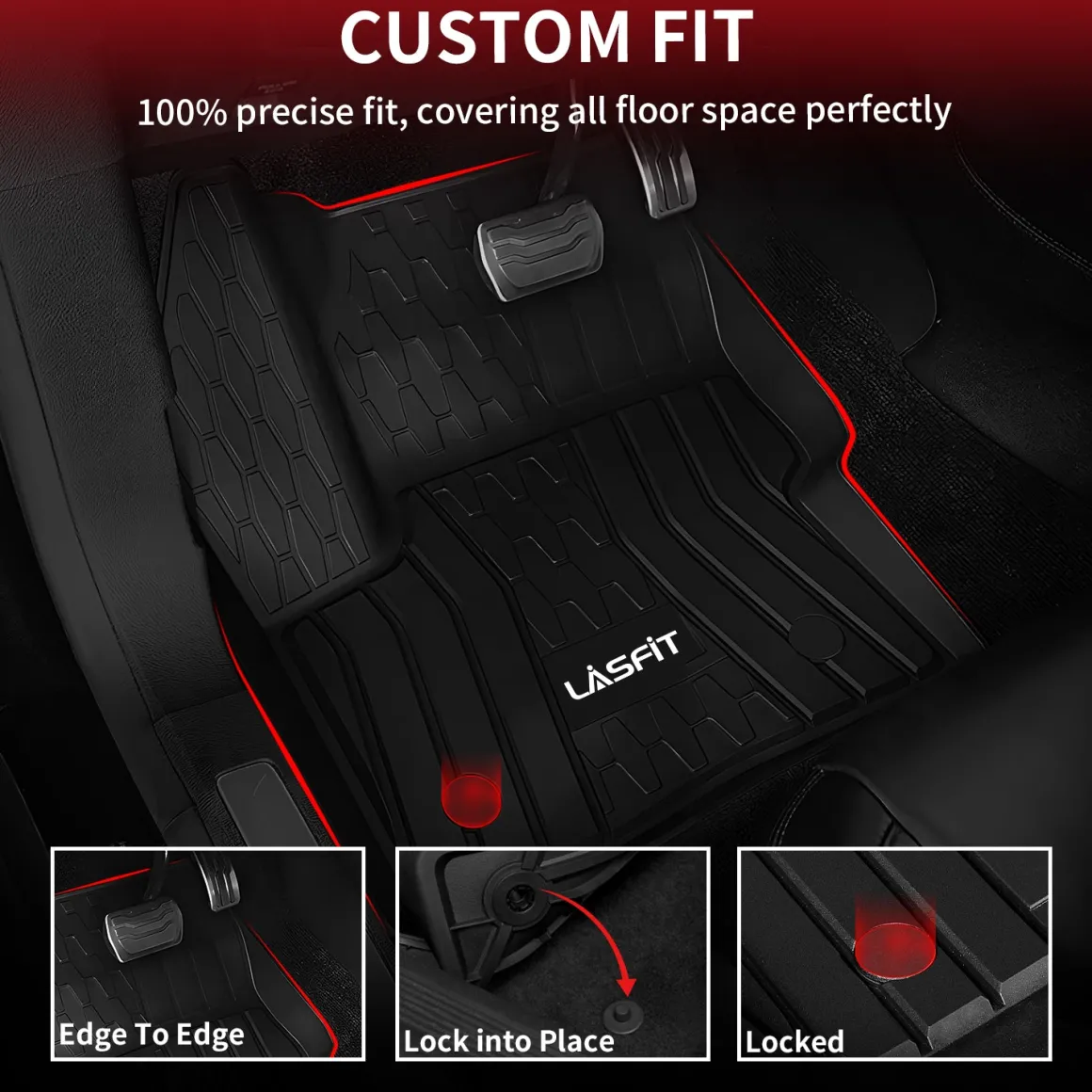 Fit for 2015-2019 Lincoln MKC Custom Floor Mats TPE Material 1st & 2nd Row Seat