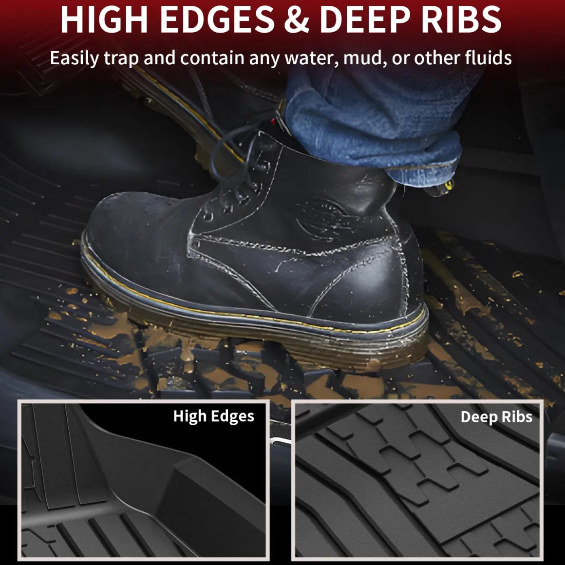 Fit for 2015-2019 Lincoln MKC Custom Floor Mats TPE Material 1st & 2nd Row Seat
