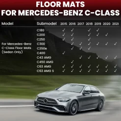 Fit for 2015-2021 Mercedes-Benz C-Class Floor Mats, Fit Sedan ONLY