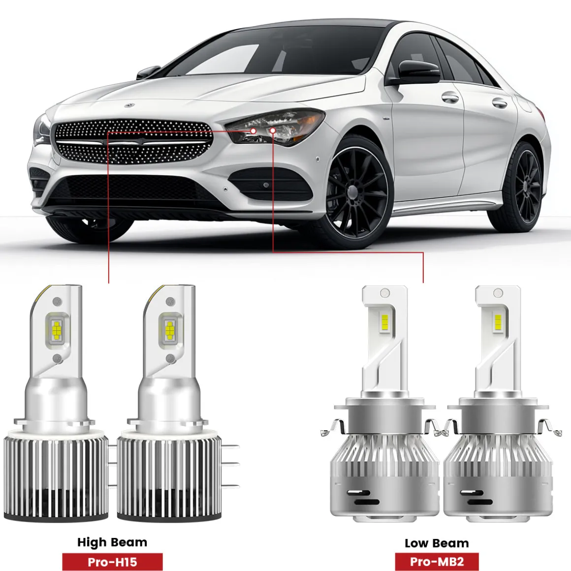 Fit for 2014-2019 Mercedes Benz CLA250 Custom H7 LED Bulbs Exterior Interior Lights Plug n Play