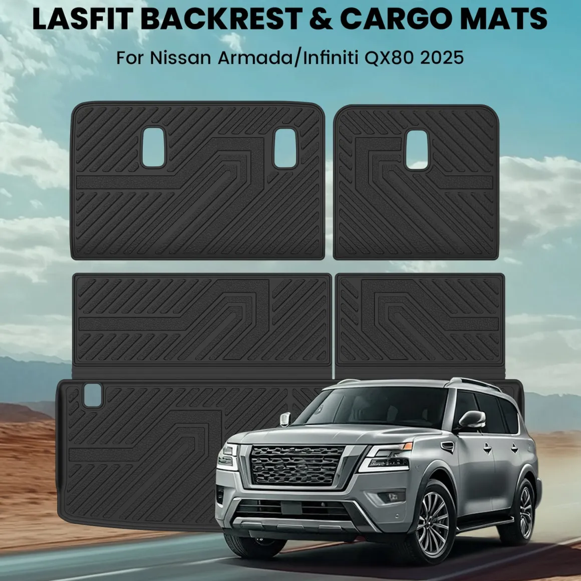 Fit for 2025-2026 Nissan Armada TPE Floor Mats or Cargo Mat & Seatback Mats, Not Compatible with Models Equipped with Cargo Shelf