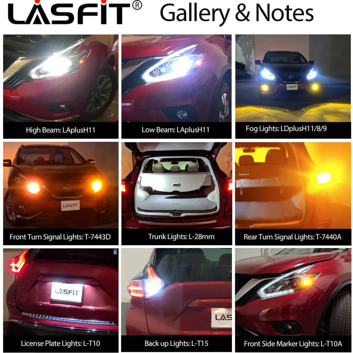 Fit for 2015-2018 Nissan Murano LED bulbs H11 Exterior Lights Turn Signal Backup Lights