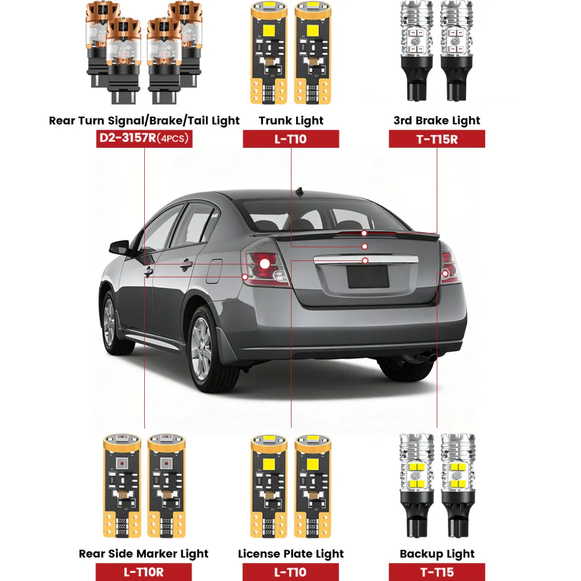 Fit for 2010-2012 Nissan Sentra The Brightest LED Bulbs Upgrade