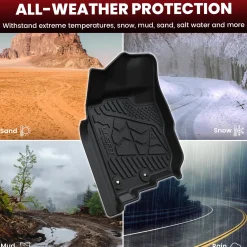 Fit for 2016-2024 Nissan Titan XD TPE Floor Mats, Fit Equipped with Rear Seat Cargo Organizer