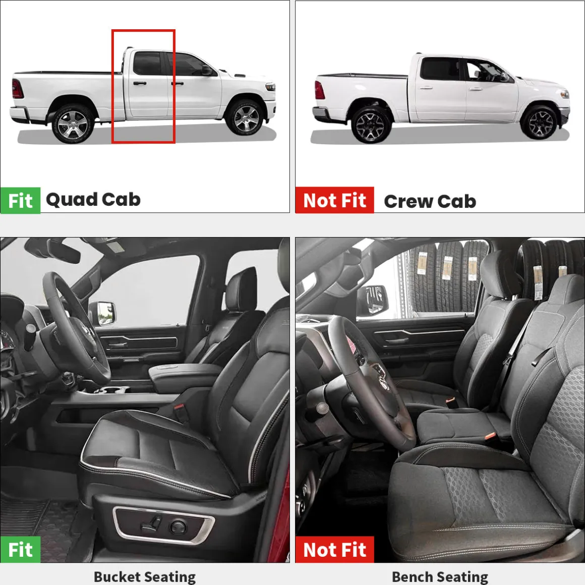 Fit for 2025-2026 Ram 1500 All-weather Floor Mats With Bucket Seating Only