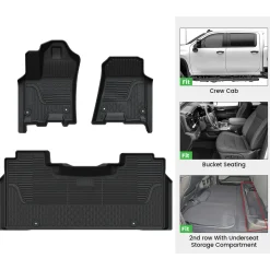 Fit for 2025-2026 Ram 1500 All-weather Floor Mats With Bucket Seating Only