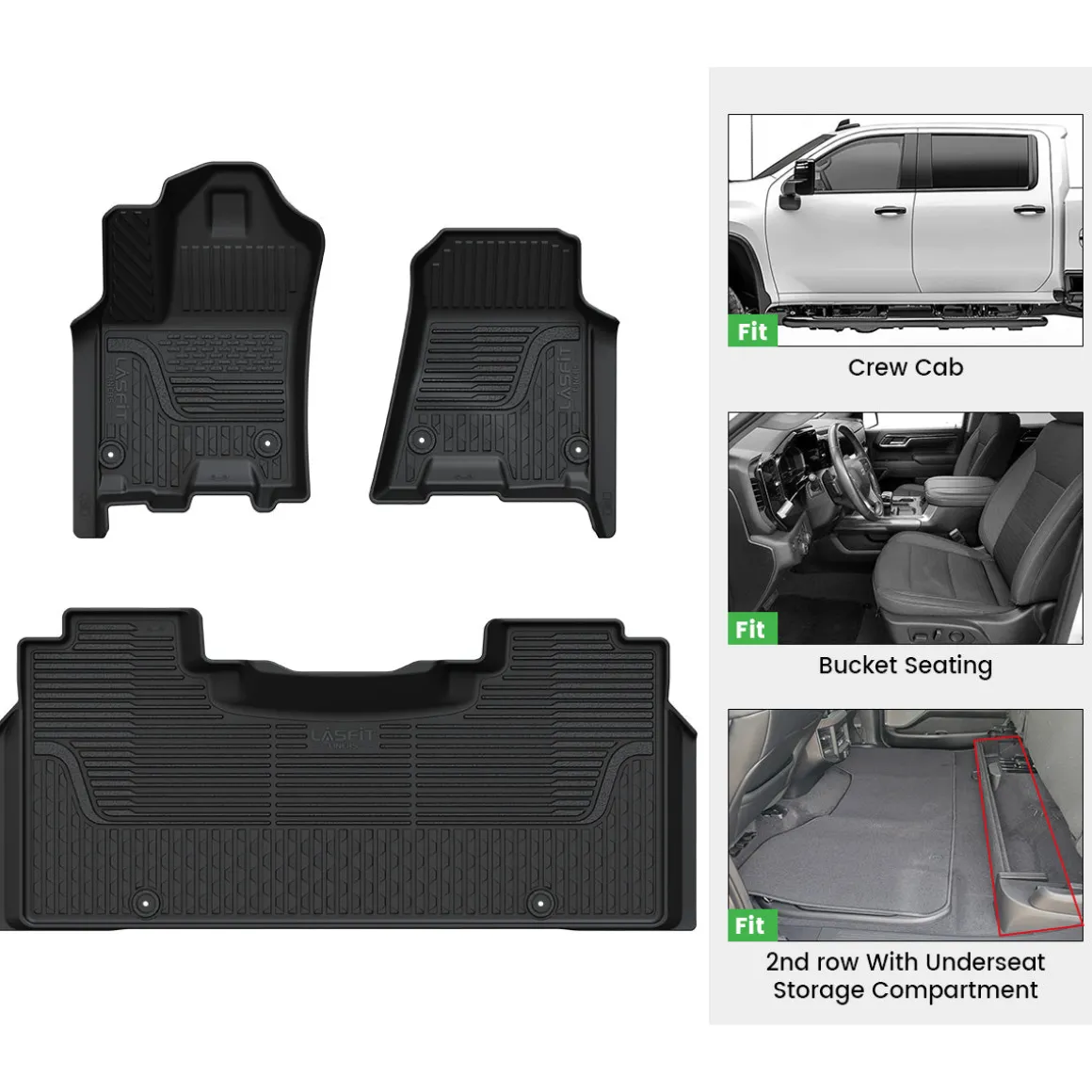 Fit for 2025-2026 Ram 1500 All-weather Floor Mats With Bucket Seating Only