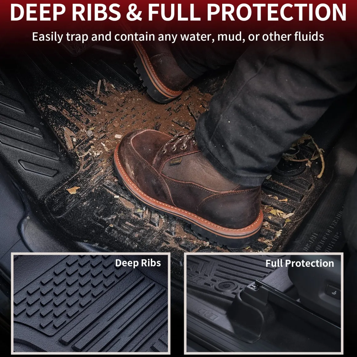 Fit for 2025-2026 Ram 1500 All-weather Floor Mats With Bucket Seating Only