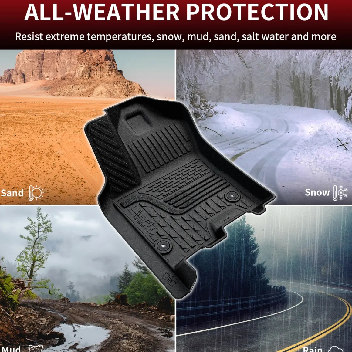 Fit for 2025-2026 Ram 1500 All-weather Floor Mats With Bucket Seating Only