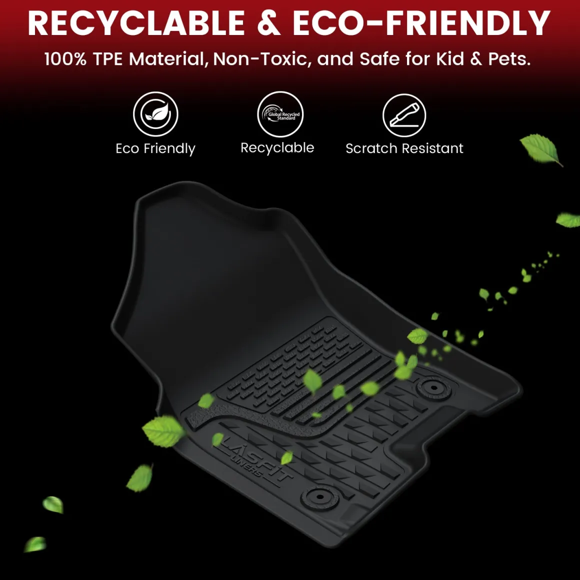 Fit for 2013-2018 Ram 1500 All-Weather 1st & 2nd row Floor Mats, Fit Carpet Floor Only