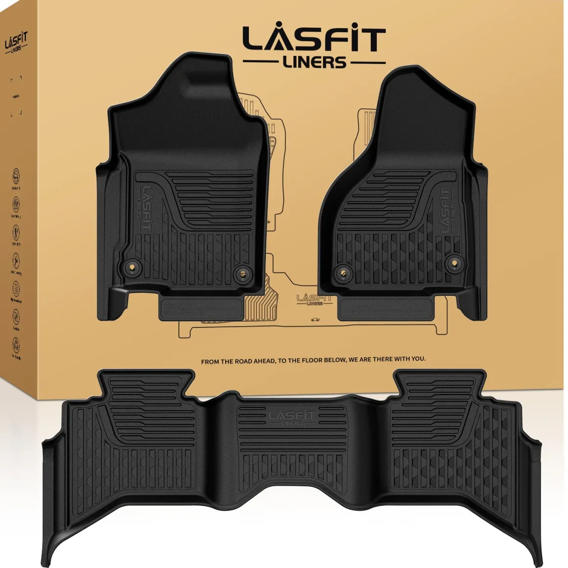 Fit for 2013-2018 Ram 1500 All-Weather 1st & 2nd row Floor Mats, Fit Carpet Floor Only