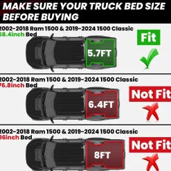 Fit for 2006-2018 Ram 1500 Bed Mat or Tailgate Mat, Not Fit Drop-in liners