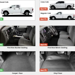 Fit for 2019-2024 Ram 1500 Classic All-Weather TPE Floor Mats, Fit Carpet Floor Only