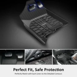 Fit for 2019-2024 Ram 1500 Classic All-Weather TPE Floor Mats, Fit Carpet Floor Only