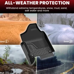 Fit for 2019-2024 Ram 1500 Classic All-Weather TPE Floor Mats, Fit Carpet Floor Only