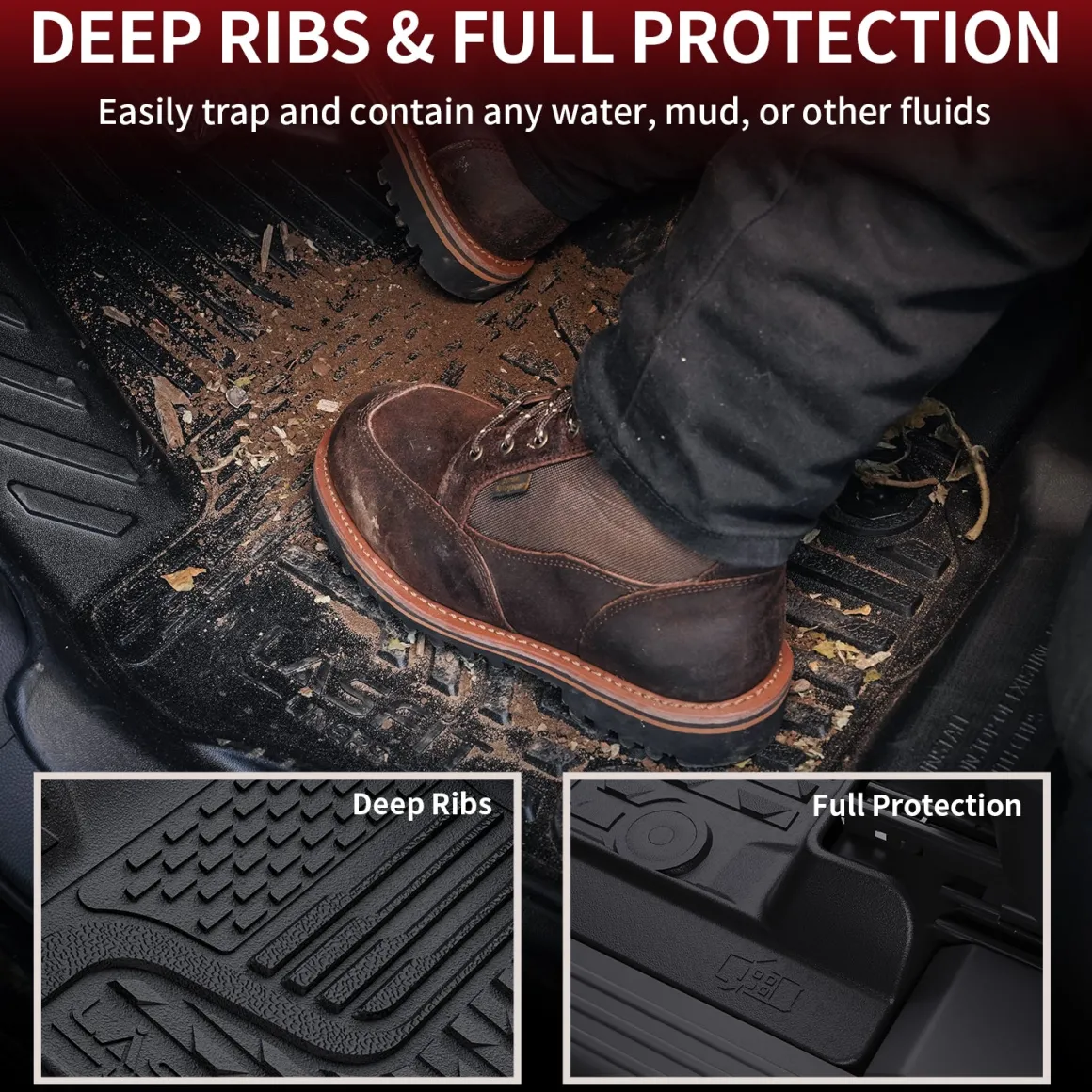 Fit for 2019-2024 Ram 1500 Classic All-Weather 1st row Floor Mats, Fit Carpet Floor Only