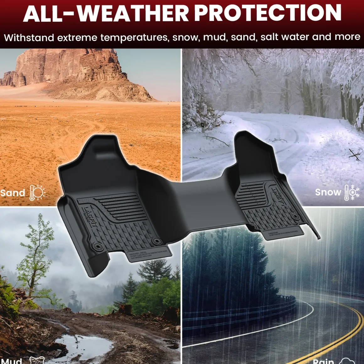 Fit for 2019-2024 Ram 1500 Classic All-Weather 1st row Floor Mats, Fit Carpet Floor Only