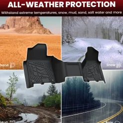 Fit for 2019-2026 Ram 2500 3500 Floor Mats, Fit Without Power Take-Off (PTO) KIT & Carpet Floor Only