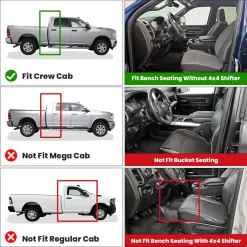 Fit for 2019-2026 Ram 2500 3500 Floor Mats, Fit Without Power Take-Off (PTO) KIT & Carpet Floor Only