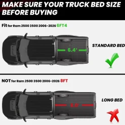 Fit for 2006-2026 Ram 2500 3500 Heavy Duty Bed Mat or Tailgate Mat, Don't fit with Optional Rambox & Drop-in liners