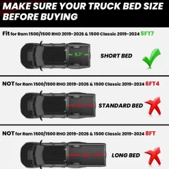 Fit for 2025-2026 RAM 1500 RHO Truck Bed Mat, Fit 5'7" Box, Fit Without RAM RamBox, Not Fit Drop-in liners