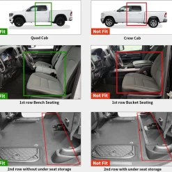 Fit for 2019-2024 Ram 1500 1st & 2nd Floor Mats, Only Fit Carpet Floor, Don't Fit Classic Model