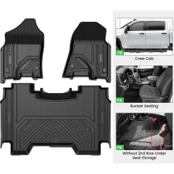 Fit for 2019-2024 Ram 1500 1st & 2nd Floor Mats, Only Fit Carpet Floor, Don't Fit Classic Model
