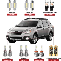 Fit for 2010-2014 Subaru Outback The Brightest LED Bulbs Upgrade