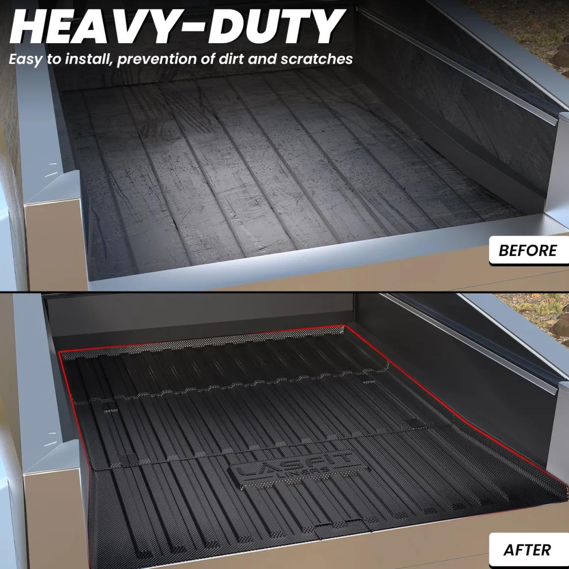 Fit for 2023-2026 Tesla Cybertruck Heavy Duty Truck Bed Mat, Not Fit Drop-in liners
