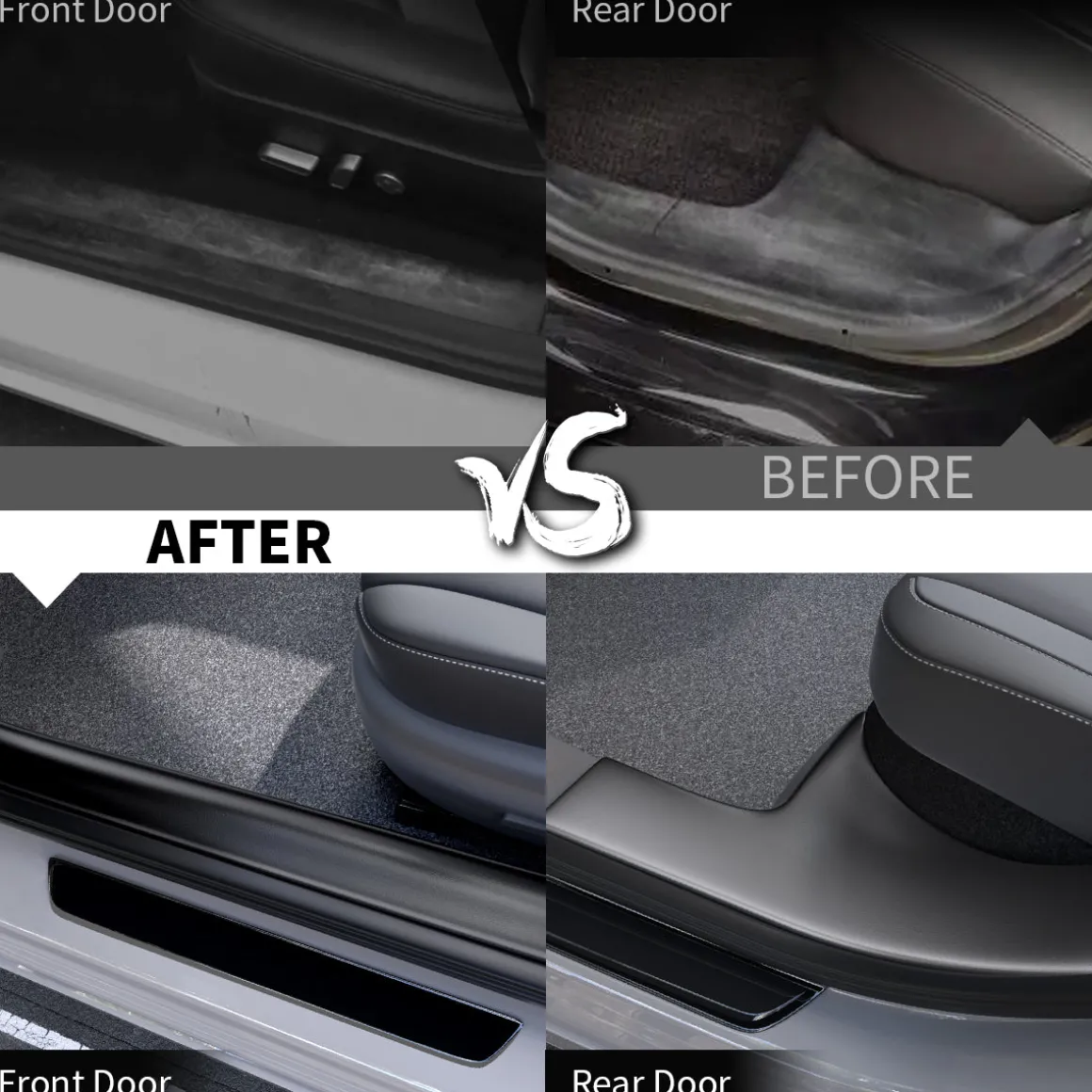 Fit For 2017-2023 Tesla Model 3 Door Sill Protector Matte TPE Front and Rear Door Entry Guard Decoration Scuff Plate Accessories