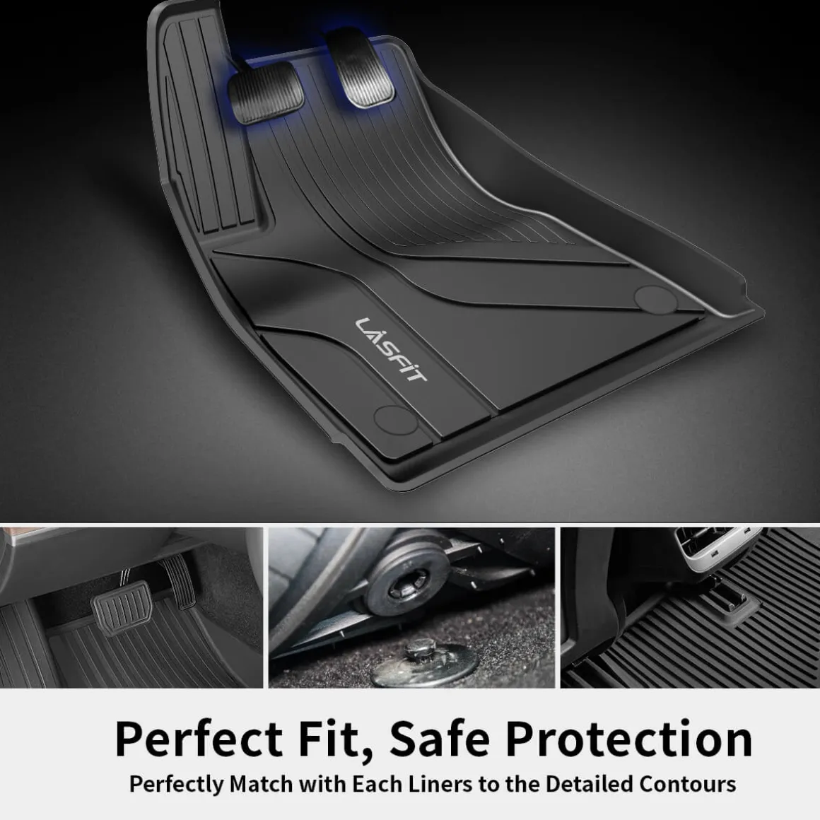Fit for 2021 Tesla Model 3 Floor Mats TPE Material 1st & 2nd or Cargo Custom All Weather