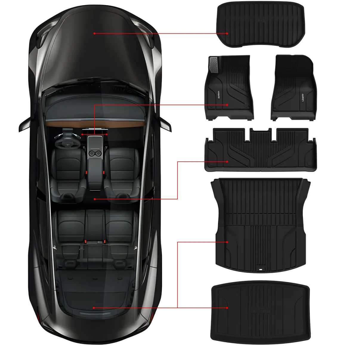 Fit for 2024-2026 Tesla Model 3 Highland Frunk or 1st Row & 2nd Row or Trunk Well or Cargo Mat