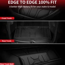 Fit for 2021-2024 Tesla Model S Custom Floor Mats or Frunk & Trunk Well & Cargo Mats