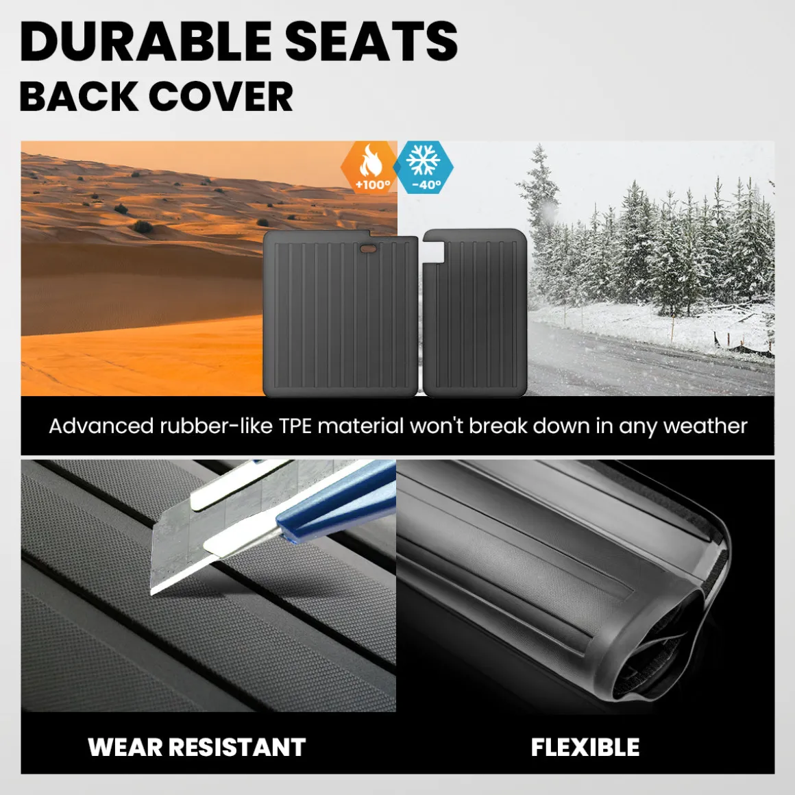 Fit For 2017-2023 Tesla Model 3 Second Row Seats Back Cover Mats All Weather TPE Rear Seatback Mats