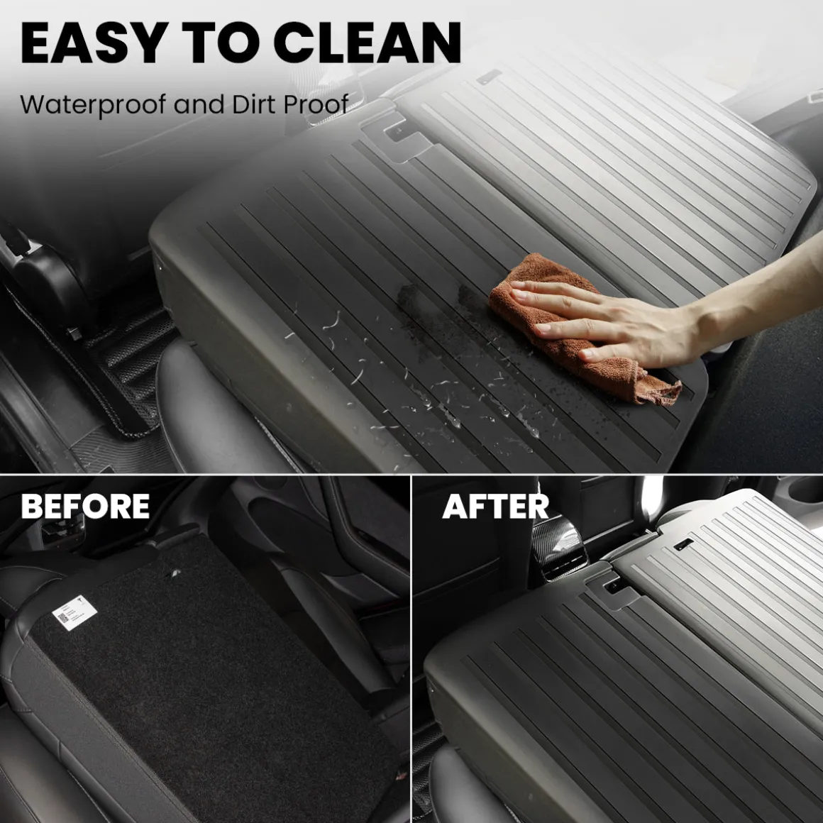Fit For 2017-2023 Tesla Model 3 Second Row Seats Back Cover Mats All Weather TPE Rear Seatback Mats