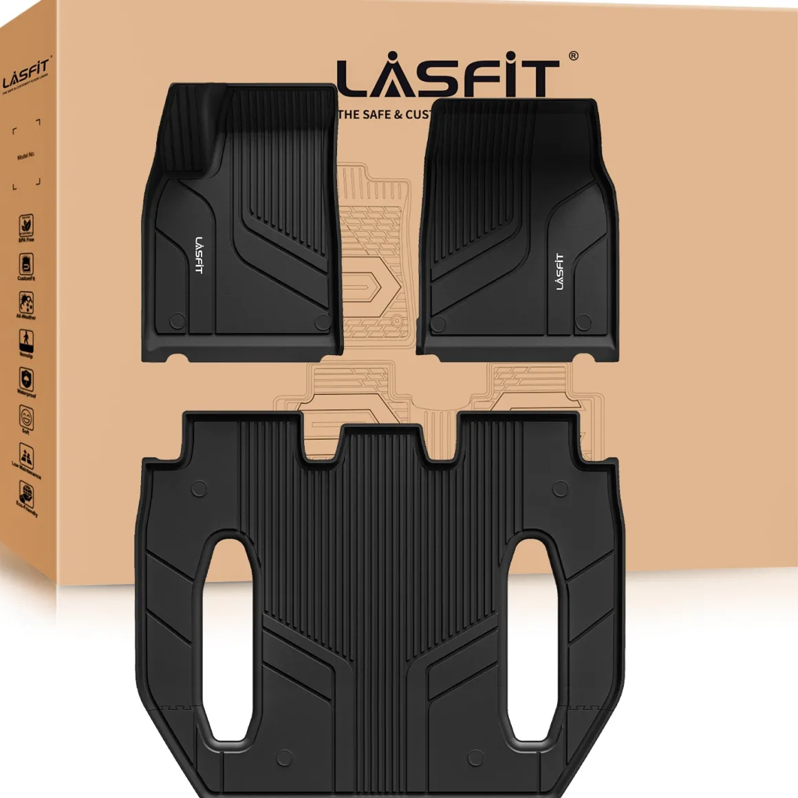 Fit for 2021-2026 Tesla Model X & X Plaid Floor Mats TPE Material, Fit 6-Seat ONLY