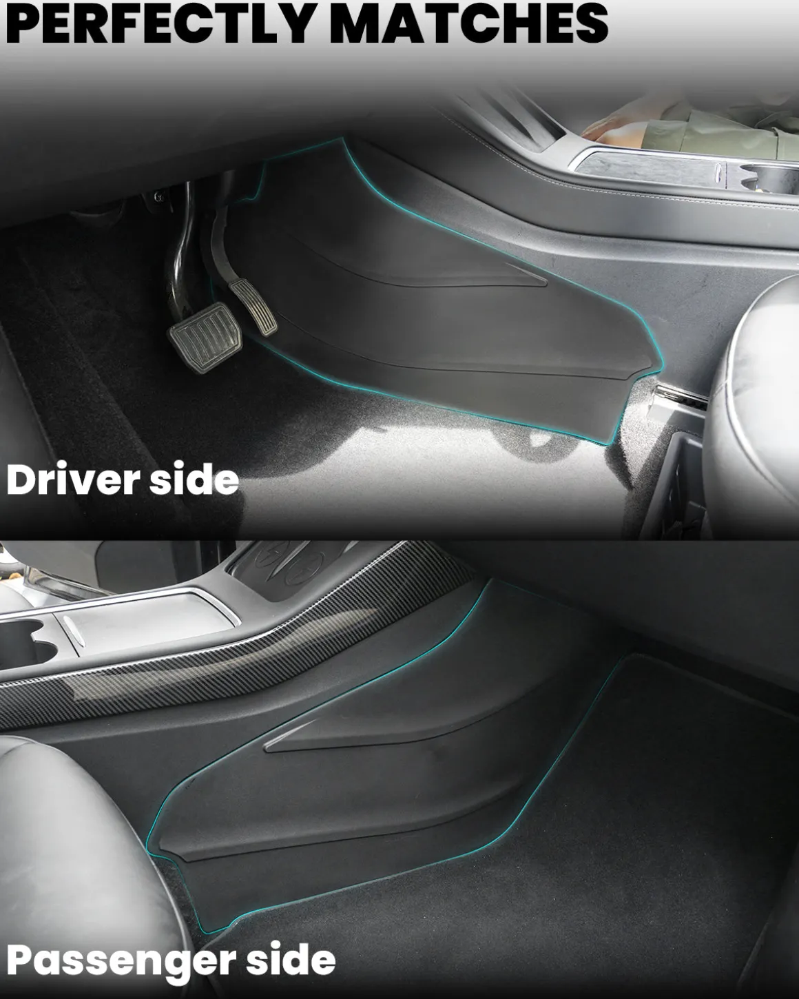 Fit For 2020-2023 Tesla Model Y Center Console Side Anti Kick Pads Water Resistant & Dirt Protector Cover Pad Matte Console Protector Interior Accessories