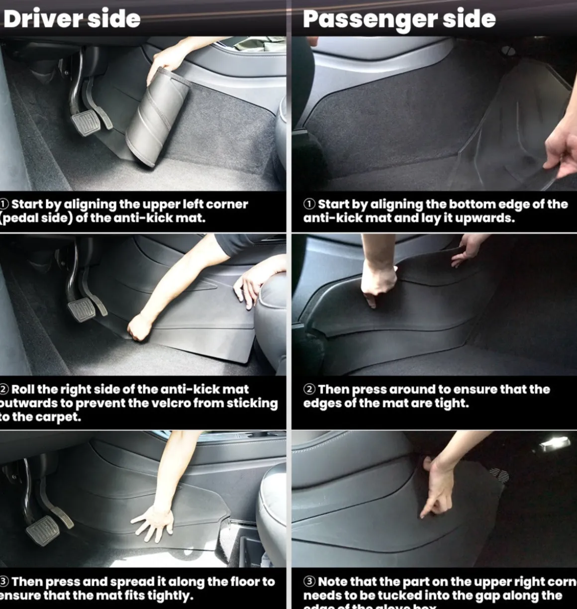 Fit For 2020-2023 Tesla Model Y Center Console Side Anti Kick Pads Water Resistant & Dirt Protector Cover Pad Matte Console Protector Interior Accessories
